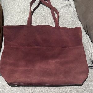 Chic Maroon Suede Tote Bag